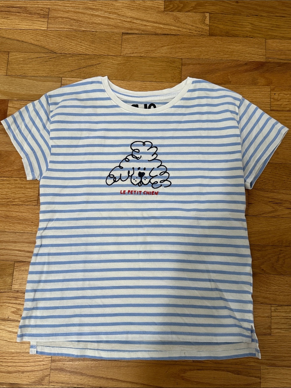 Blue/white striped girls t shirt